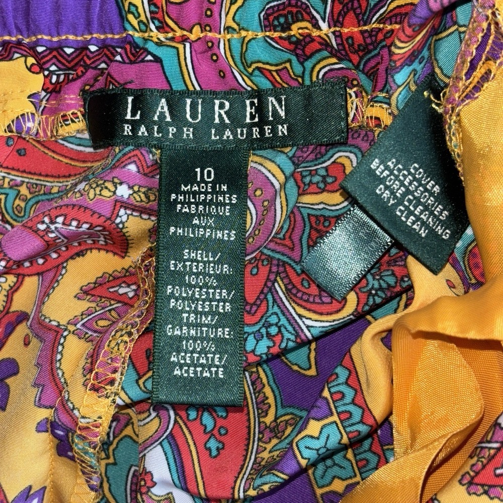 Ralph Lauren Womens 10 Multi Color Paisley Patchwork Trouser Pants Pockets Light - Picture 8 of 12